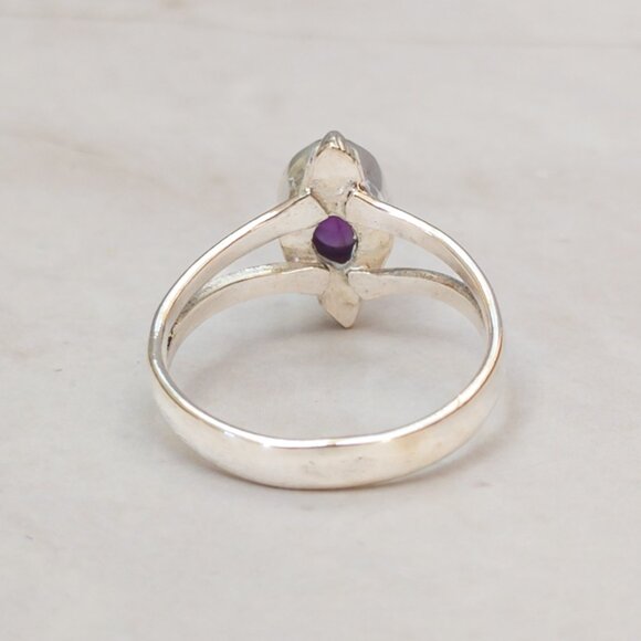 Artisan .925 Silver Ring with Natural Amethyst Cabochon – Size 6.75 - Picture 5 of 10